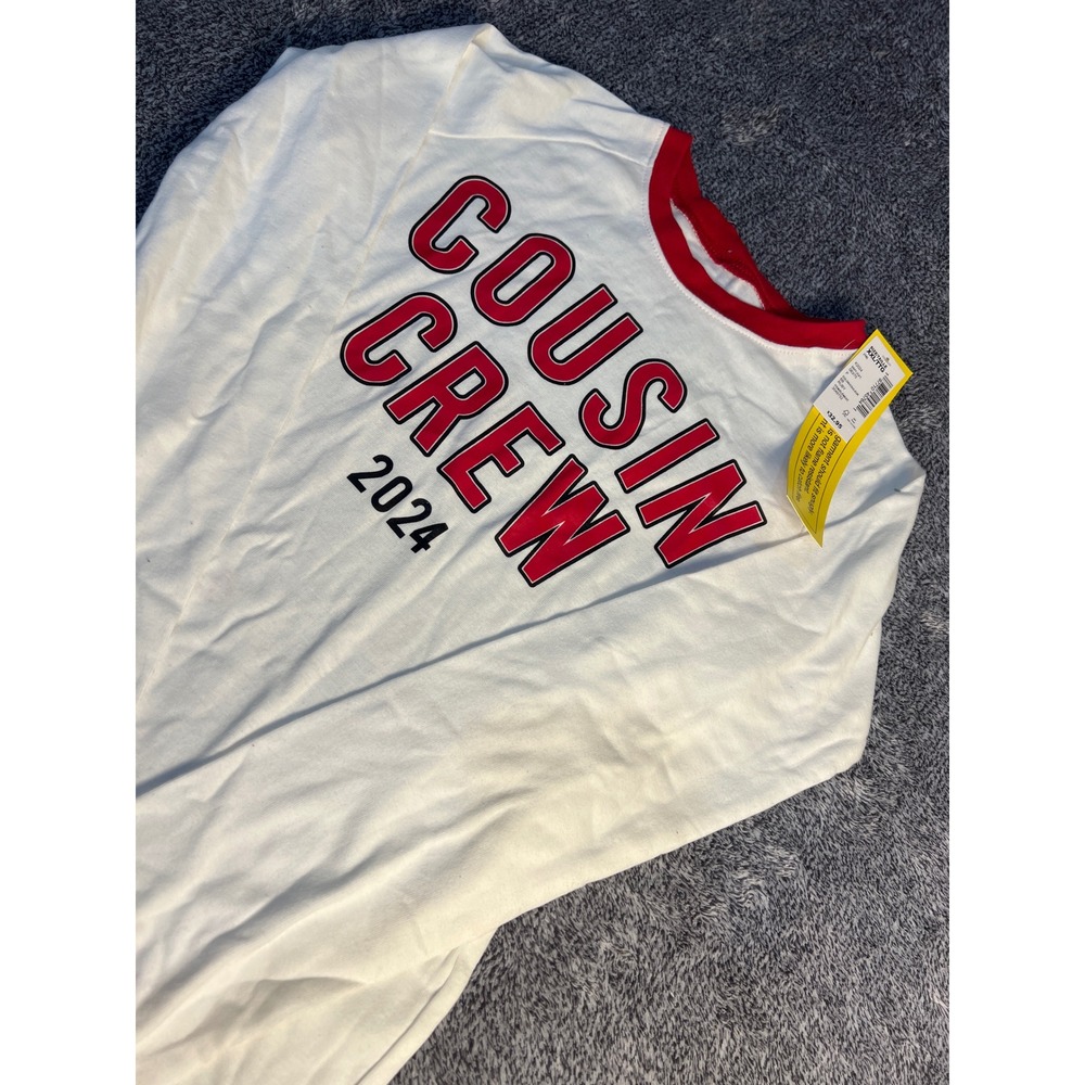 PJ Place Kids White Red Cousin Crew 2024 Long Sleeve Pajama Top XXL 16 NWT